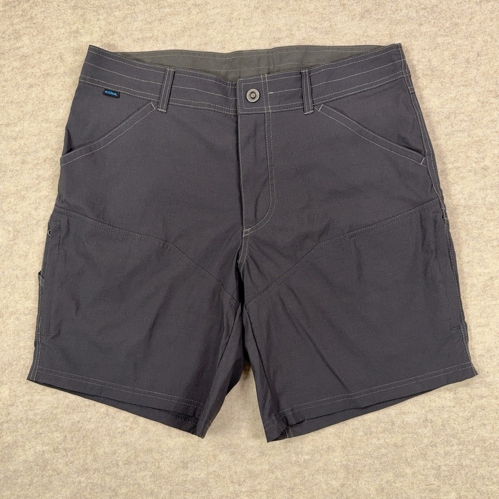Kuhl Renegade Shorts Mens 35 Charcol Gray Cargo Outdoor Hiking Zip Pockets 5121